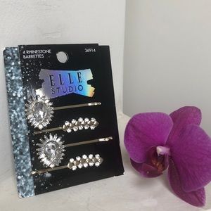 ELLE Studio 4 Rhinestone Hair Barrettes